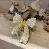 New Women Girls Pearl Bow Hair Claws Sweet Elegant Pearl Hair Clip Fashion Butterfly Barrettes Korean Style Hair Accessories daiiibabyyy