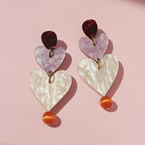 Lost Lady Stevie Earrings in Cream/Lilac Fashion Heart Shaped Women's Earrings Same Style Birthday Gift Jewelry Wholesale
