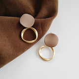 Vintage Brown Blue Enamel Matte Drop Earrings for Women Metal Fashion Statement Dangle Earrings 2021 Trend Jewelry Party Gift daiiibabyyy