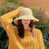 Warm Winter Bucket Hat Panama Women Vintage Handmade Kitted Hat Cap Female Hip Hop Cap Bob Fisherman Chapeau Femme daiiibabyyy