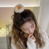 Plush Flower Hair Rope For Women Simple Daily Versatile Fashion Hair Accessories Two-color Hair Rope Elastic Hair Tie Gentle daiiibabyyy