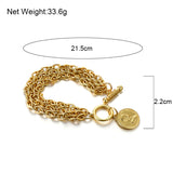 AENSOA Fashion Gold Color King Head Coin Pendant Multilayer Metal Chain Bracelets Set for Women Charm Wedding Party Jewelry Gift daiiibabyyy
