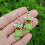 Funny Green Frog Animal Dangle Earrings for Women Kids Resin Cute Sweet Creative Charm Cartoon Drop Earrings Girls Jewelry Gift daiiibabyyy