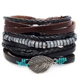 Vintage Black Leather Bracelets For Men Fashion Hollow Triangle Leather Bracelet & Bangles Multilayer Wide Wrap Jewelry 2022 daiiibabyyy