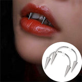 Daiiibabyyy Stainless Steel Vampire Teeth Smiley Piercing Jewelry Tooth Fangs Pack of 10 Traditional Zombie Decoration Halloween Cosplay