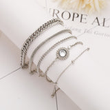 New Trendy Statement Metal Bracelet for Women Punk Retro Chain Geometric Multi-layer Wild Girl Party Gifts Banquet Accessories daiiibabyyy
