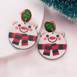 New Trendy Geometric Round Statement Earrings Cartoon Cute Snowman Snowflake Christmas Earrings Piercing Ear Jewelry for Women daiiibabyyy
