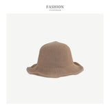 Spring and Summer Knitted fisherman hat Female Breathable Casual Bucket Hat solid color Hollow out hat daiiibabyyy