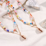 2 Pieces Crystal Letter Shell Pendant Pearls Beaded Necklace For Women Natural Stone Bead Choker Initial Name DIY Jewelry Gift daiiibabyyy