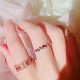 Daiiibabyyy Korean Colorful Crystal Zircon Open Rings For Women Etrendy New Design Delicate Simple Micro Pave Jewelry Adjustable Ring bijoux