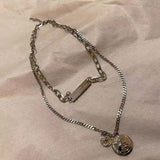 Silver Color Simple Double Layer Titanium Steel Chain Hip hop Necklaces For Women Fashion Party Jewelry Collares Necklace 2022 daiiibabyyy
