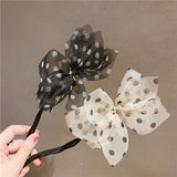 Chiffon Bow Polka Dot Tool Women Classic Magic Hair Twist Hair Styling Tools Quick Bun Donut Curler Maker Headwear Accessories daiiibabyyy