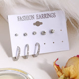 Earrings for Women Round Circle Cute Crystal Women Stud Earrings Set Korean Fashion Jewelry 2022 Accessories Wholesale daiiibabyyy