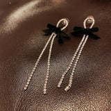 Drop Earrings for Women Crystal Bow Earrings Sweet Fashion Simple Tassel Earrings Earrings Jewelry Accessories Wholesale daiiibabyyy