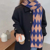 2022 Retro Plaid Long Wild Neutral Scarf Autumn and Winter Knitted Wool Warmth Trend Fashionable Scarf Women's Scarf In Winter daiiibabyyy