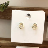 2022 Korean Simple Double Circle Gold Color Metal Rhinestone Drop Earrings For Women Fashion Small Pendientes Jewelry Gifts daiiibabyyy