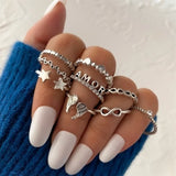 2021 New Retro Star Moon Ring Set Ring For Women European And American Female Joint Ring Ins Fashion Popular Gift Banquet daiiibabyyy