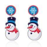 New Trendy Geometric Round Statement Earrings Cartoon Cute Snowman Snowflake Christmas Earrings Piercing Ear Jewelry for Women daiiibabyyy