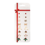 8pair/set Christmas Earrings Cute Santa Claus Snowman Christmas Tree Bell Stud Earrings For Women Fashion Party Jewelry Gifts daiiibabyyy