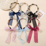 Vintage Pearl Bezel Headband Ladies  Pearl Ribbon Hairband For Woman Girls  Hair Accessories Fashion Hairhoop Styling Headwear daiiibabyyy