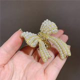 New Women Girls Pearl Bow Hair Claws Sweet Elegant Pearl Hair Clip Fashion Butterfly Barrettes Korean Style Hair Accessories daiiibabyyy