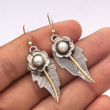 Trendy Silver Women's Earrings Classic Carving Leaves Petal Drop Earrings for Women Inlaid Stone Party Engagement Jewelry daiiibabyyy
