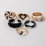 Daiiibabyyy Trend Korea Y2K Vintage Rings For Women Fashion Maiden Colorful Heart Hand-painted Knuckle Rings Set Jewelry Wholesale Boho
