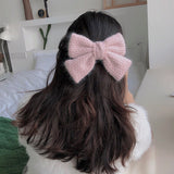 New Fashion Girl Wool Knitted Big Bow Hairpin  Ladies Hair Accessories Knitted Hairpin Hairpin Knitted Hairpin Hair Accessories daiiibabyyy