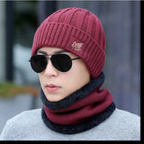 2022  Men Winter hat and Ring Scarf Set Two-Piece Thicken Winter Warm Set Female Hats Scarves Men Unisex Skullies Beanie daiiibabyyy