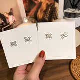 New Fashion Women Korean TV Star X Shaped Stud Earrings Geometric Elegant Cute Rehinestone Crossed Pendientes Girl Jewelry Gifts daiiibabyyy