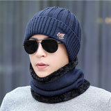 2022  Men Winter hat and Ring Scarf Set Two-Piece Thicken Winter Warm Set Female Hats Scarves Men Unisex Skullies Beanie daiiibabyyy