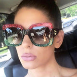 Daiiibabyyy Luxury Italy Brand Oversized Square Sunglasses Women Retro Brand Designer Big Frame Sun Glasses Female Green Red oculos