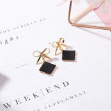 2022 Sweet Style Cute Bowknot Geometric Drop Earings For Girl Colourful Leather Square Pendientes Fashion Boucle D oreille daiiibabyyy