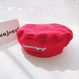 Elegant Female Beret Hat Casual Streetwear 90s Girls Beret Cap Female French Beret Cap Women Embroidery letters Painter hats daiiibabyyy