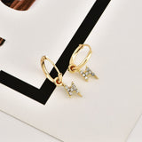 New Simple Personality Metal Earring For Women Crystal Geometric Lightning Dangle Earrings  Trendy Party Jewelry Accessories daiiibabyyy