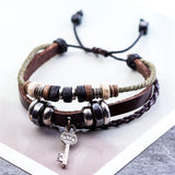New Leather Bracelets for Women Men Jewelry Key Charm pulseira masculina pulseira feminina erkek bileklik Punk bracelet femme daiiibabyyy