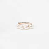 New Fashion Women Korean Double Layer Elegant Simulated Pearl Beads Ring Adjustable Shiny Rhinestone Wedding Ring Party Jewelry daiiibabyyy