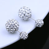 Daiiibabyyy 925 Silver Needle Fashion Shiny Double Shambhala Ball Crystal Ladies Stud Earrings Jewelry Anti Allergy Drop Shipping