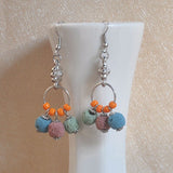 Natural Lava Stone Beads Long Earrings for Women Wholesale Beautiful Women Earrings  Silver Color Hanging Pendientes brincos daiiibabyyy