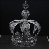 Daiiibabyyy Royal Queen King Tiaras Crown Men Round Diadem Bridal Tiaras and Crowns Headdress Prom Wedding Hair Jewelry Party Ornament Male