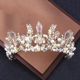 Korean Wedding Bridal Jewelry Sets Accessories Necklace Sets for Women Gold Baroque Crystal Princess Royal Tiara and Crown Set daiiibabyyy