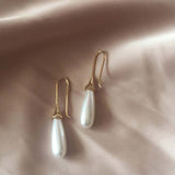 FORSEVEN Baroque Palace Style White Simple Teardrop Simulated Pearl Hook Drop Dangle Earrings Women Girl Bridal Bride Jewelry