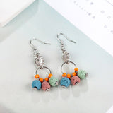 Natural Lava Stone Beads Long Earrings for Women Wholesale Beautiful Women Earrings  Silver Color Hanging Pendientes brincos daiiibabyyy