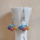 Natural Lava Stone Beads Long Earrings for Women Wholesale Beautiful Women Earrings  Silver Color Hanging Pendientes brincos daiiibabyyy