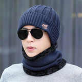2022  Men Winter hat and Ring Scarf Set Two-Piece Thicken Winter Warm Set Female Hats Scarves Men Unisex Skullies Beanie daiiibabyyy
