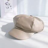 PU Leather Octagonal cap Women Autumn And Winter cap casual beret Hat Artist painter cap for 90 Girls daiiibabyyy