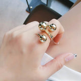 Daiiibabyyy Simple Geometric Big Ball Ring Korean Fashion Personality Finger Rings For Women Adjustable