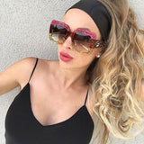 Daiiibabyyy Luxury Italy Brand Oversized Square Sunglasses Women Retro Brand Designer Big Frame Sun Glasses Female Green Red oculos