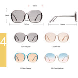 Daiiibabyyy Retro Semi-Rimless Square Sunglasses Women Colorful Frames Oversized Sun Glasses Luxury Traveling Sea Color Shades UV400