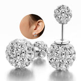 Daiiibabyyy 925 Silver Needle Fashion Shiny Double Shambhala Ball Crystal Ladies Stud Earrings Jewelry Anti Allergy Drop Shipping